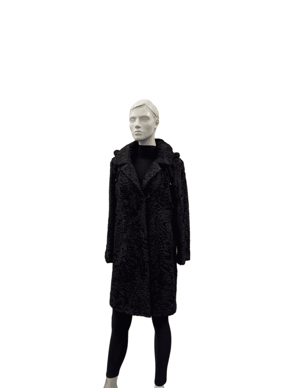Manteau de swakara teint brun et capuchon - 8832