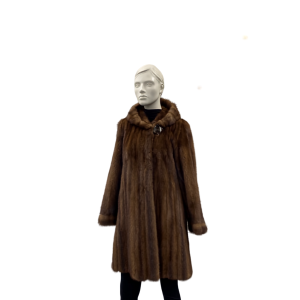 Manteau de vison demi-buff et capuchon - 8835