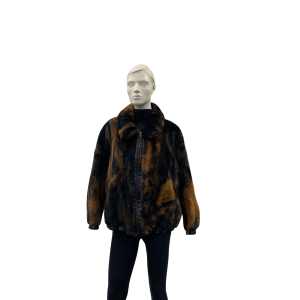Jacket de chat sauvage rasé teint 2 couleurs et cuir - 8846
