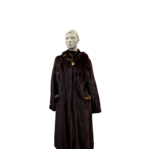 Manteau de vison acajou et capuchon - 8848