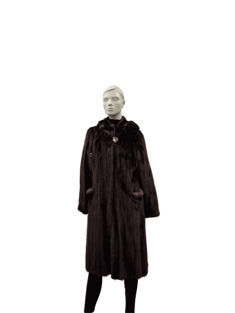 Manteau de vison acajou et capuchon - 8848
