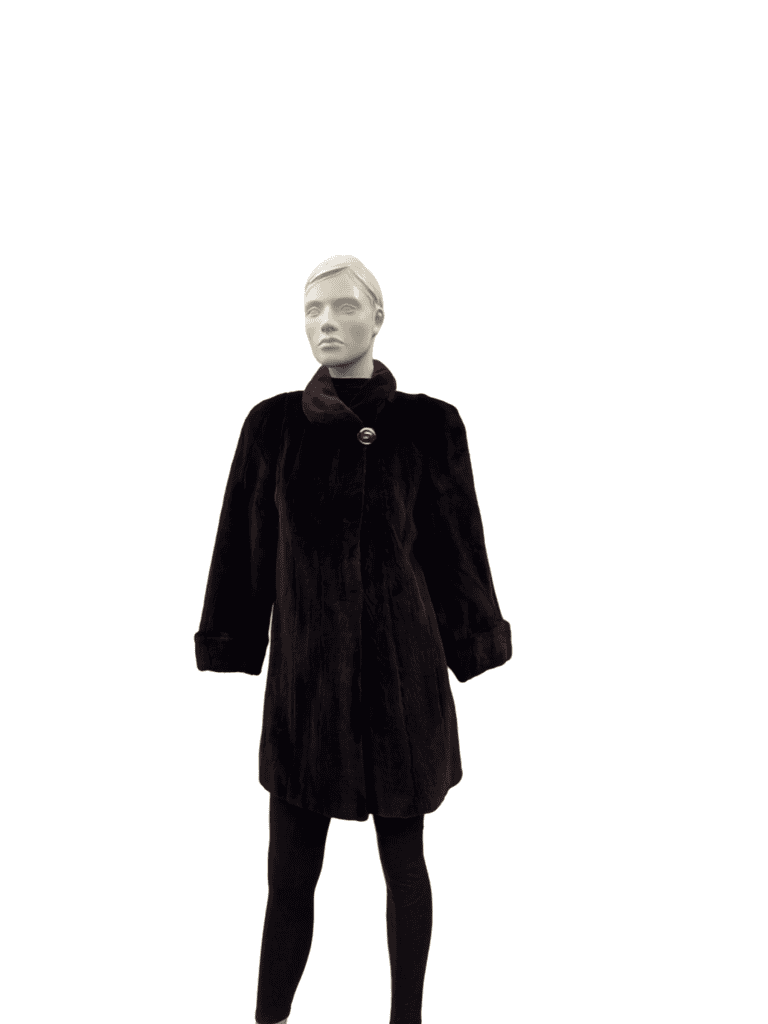 Manteau 3/4 de vison rasé brun foncé - 8850