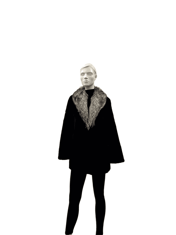 Jacket de castor rasé noir et renard argenté - 8860
