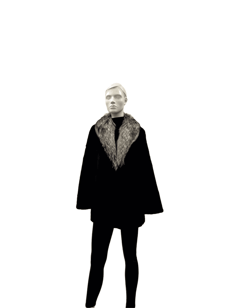 Jacket de castor rasé noir et renard argenté - 8860