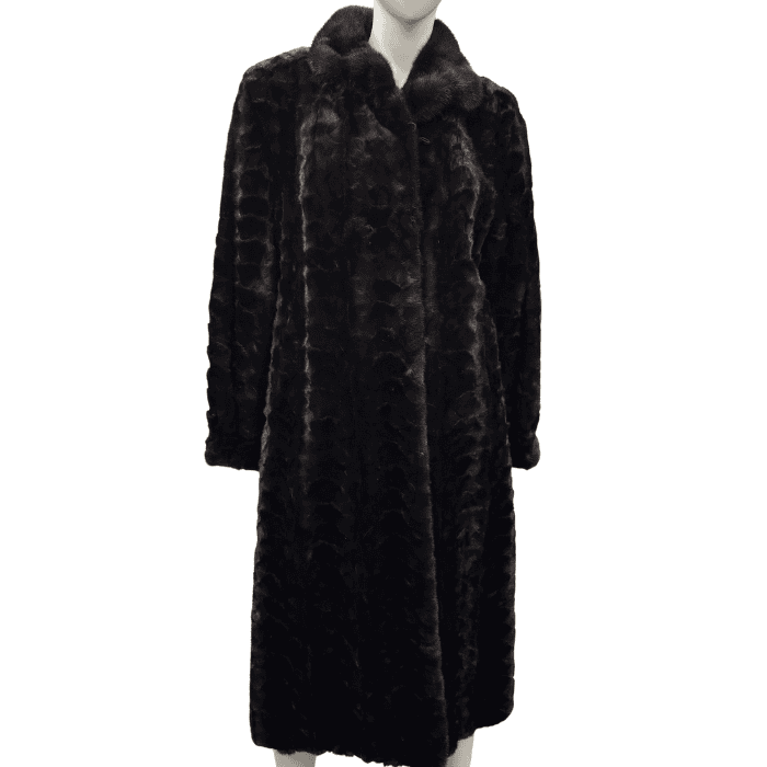 Manteau de tĂªte de vison brun foncĂ© - 8871
