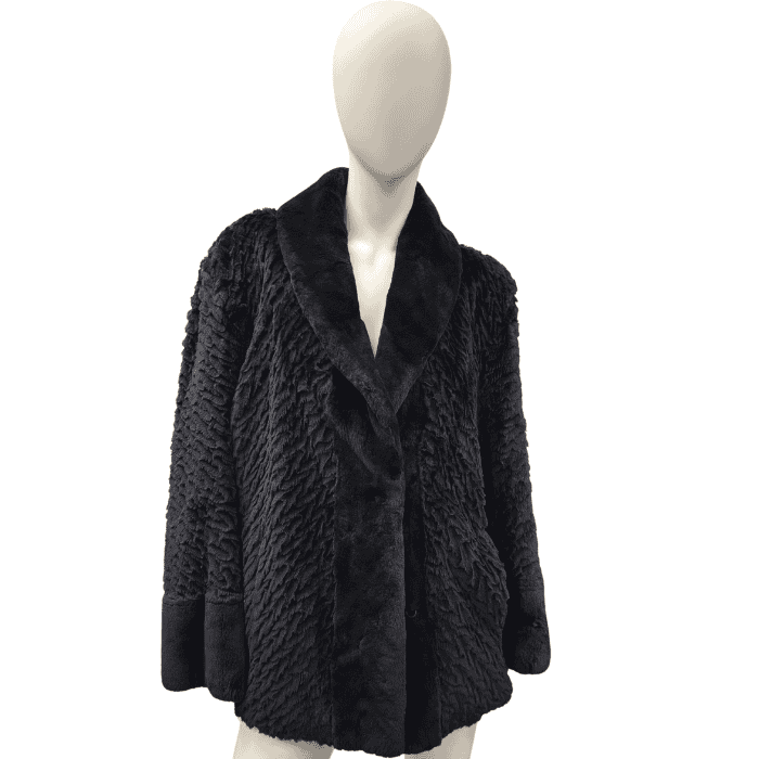 Veste de castor rasĂ© texturĂ© noir - 8874